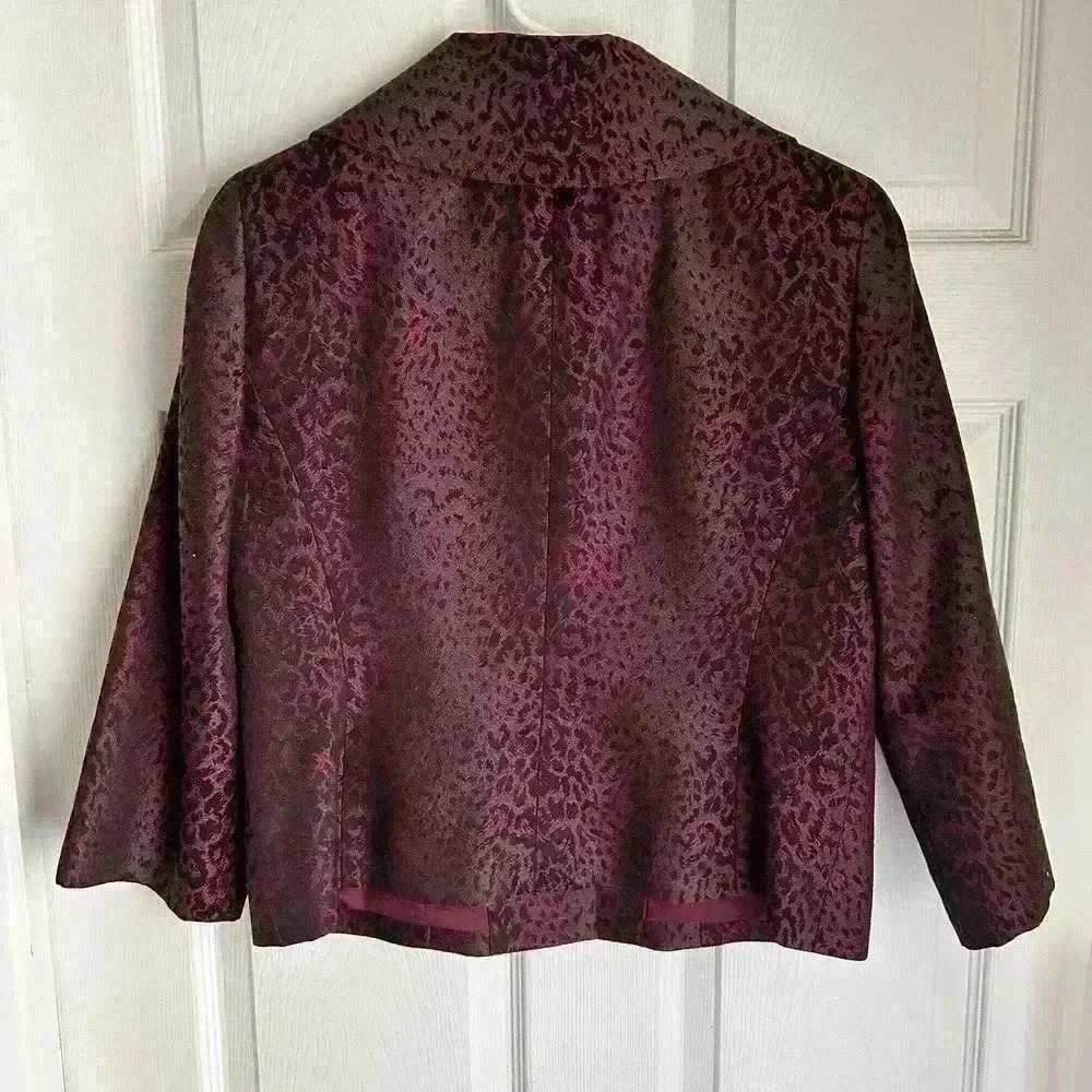 Doncaster Silk Dress Suit Size 8 Purple and Black Leopard Print - Picture 9 of 9